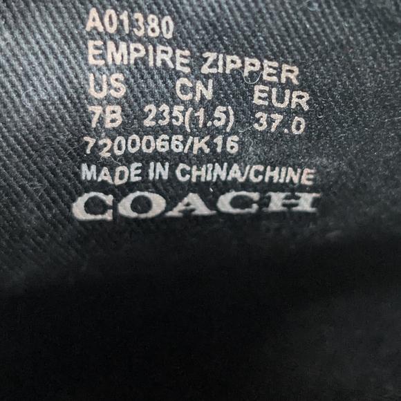 Coach Empire Zipper Leather Black Low Top Sneaker Tennis Shoes Women's Size 7 B - Picture 14 of 16